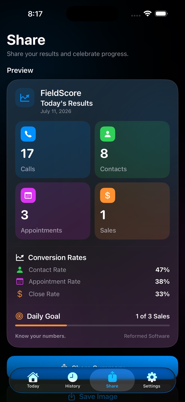 FieldScore share screen